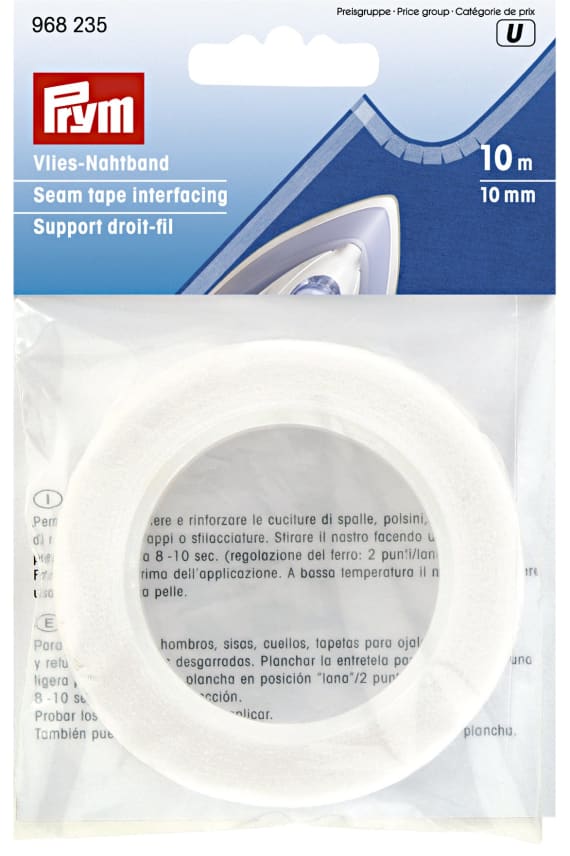 SILITETTÄVÄ SAUMATUKINAUHA 10m/10mm valkoinen